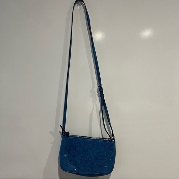 Coach Bright Blue Shearling Leather Rhyder Pochette Crossbody Bag - Picture 3 of 15